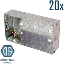 20x 2 Gang 25mm Double Metal Back Box Galvanised Switch Socket Twin Back Boxes 