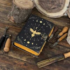 Celestial Leather Journal Antique Handmade Deckle Edge Paper for Men & Women
