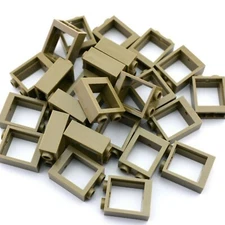 TCM BRICKS Dark Tan 1X2X2 Flat Front Window WITH GLASS X25 Compatible Parts