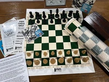 JACQUES EBONY STAUNTON 3.75" KING DOUBLE WEIGHT WOOD BOX TOURNAMENT CHESS BOARD