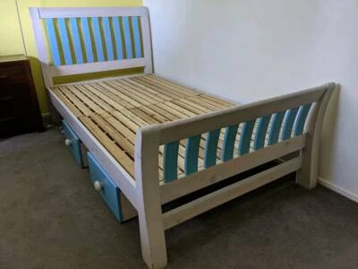 King Single Wooden Bed Frame With Storage Drawers Beds