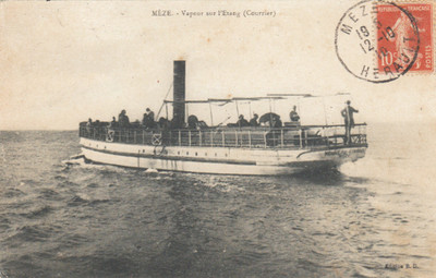 MEZE Dampfschiff auf dem Teich Post gestempelt 1910