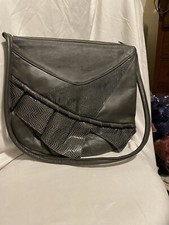Vintage Handbag Gray Snakeskin Pattern Faux Leather 