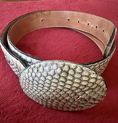 WESTERN WARE SNAKE SKIN LEATHER BELT.  42  LONG. SIZE 36  GUERO MEXICO