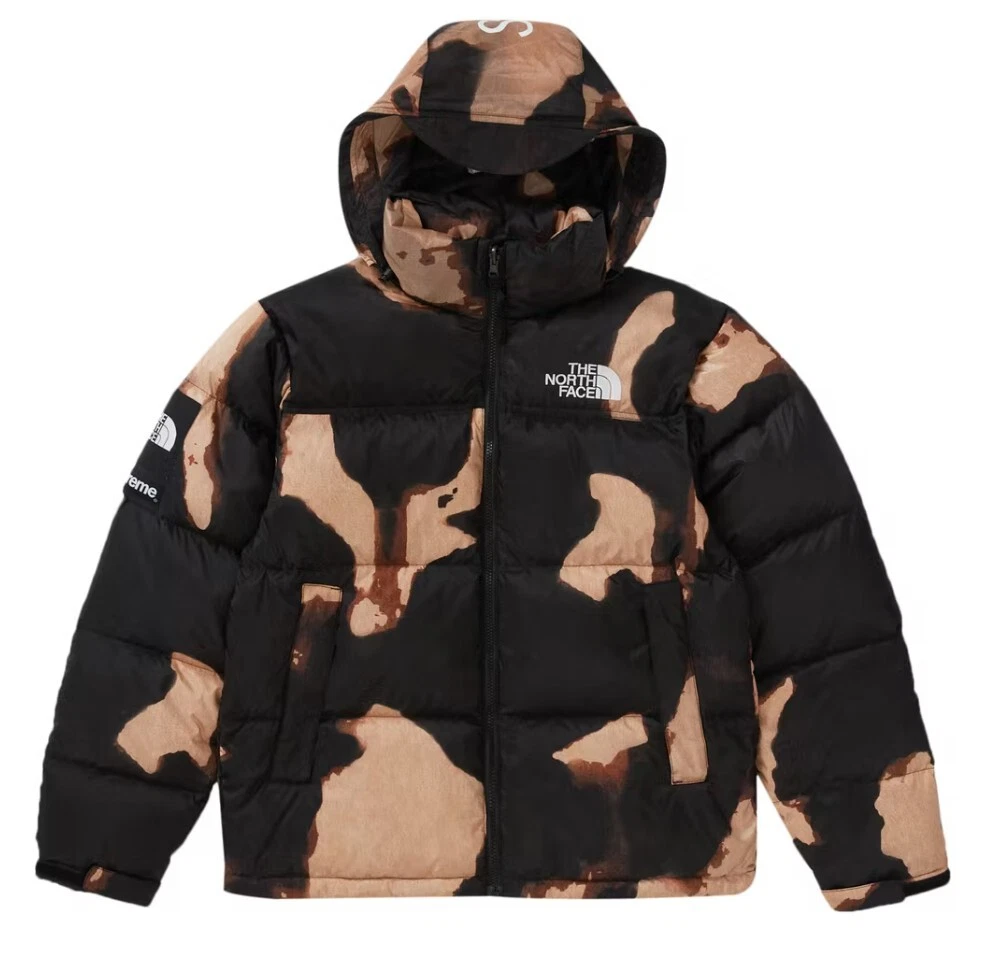 SUPREME :) FW21 North Face blanchi denimPrintNuptse veste noire MOYENNE 100 % NEUVE