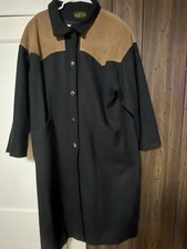 Vintage 1960s Western Wool Overcoat w/ Leather Shoulder Yoke β USA Made