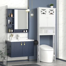 Home Over the Toilet Bathroom Storage Spacesaver with Door Cabinet White