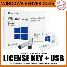 Full Installation Windows Server 2025 STD 16Core Key + USB Flash Drive (Sealed)