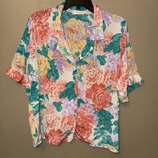 Victoria Secret Gold Label Vintage Pajama Top Size Medium Multicolor Floral