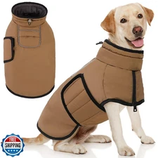 AOFITEE Large Dog Winter Coat, Waterproof Jacket with Harness Hole, Warm Flee
