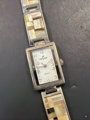 AA83 Peyote Bird Santa Fe Rectangular Tank Quartz Watch MOP Bracelet Untested***