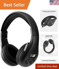 Portable FM Radio Headphones with Best Reception - Stylish  Wireless Black