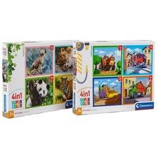 Clementoni Puzzle 4 in 1 Set 12-24 Teile Kinderpuzzle Tiere Fahrzeuge Ab 3 Jahre
