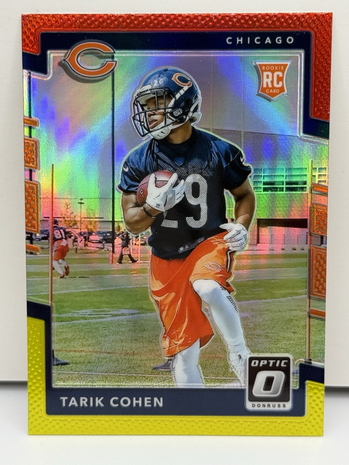 2017 Donruss Optic Red/Yellow Prizm RC Tarik Cohen Chicago Bears #134 Rookie