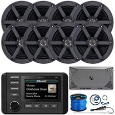 Kicker 51KMC4 3" LCD Receiver, 8x 6.5" 100W Speakers, Amplifier, Kit, Antenna