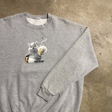 Vintage Winnie The Pooh Sweatshirt Mens 2XL Gray 90s Disney Honey Cartoon Cute
