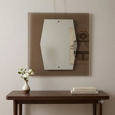 Specchio Vintage Esagonale Incorniciato con Vetro Fumè Italia Anni 60 Originale