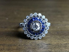 Gorgeous Lab-Created Brilliant Round Cut Blue White Sapphire Wedding Ring FN