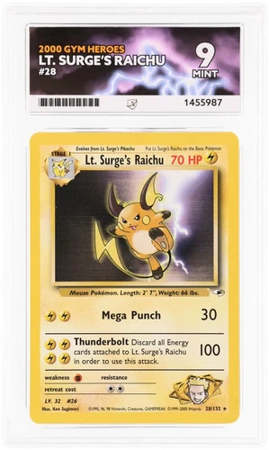 Lt. Surge's Raichu 28/132 ACE graded card
