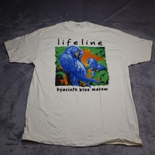 Vintage Bird T Shirt Adult LifeLine Hyacinth Blue Macaw Rachel Lockwood White XL