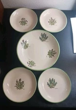 World Market Ceramic Pasta Bowls 5 Piece Set Culinary Herbs Serving Dinner