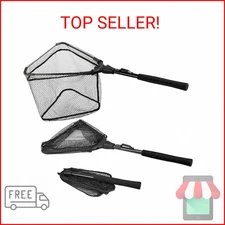 PLUSINNO Fishing Net Fish Landing Net, Foldable Collapsible Telescopic Pole Hand