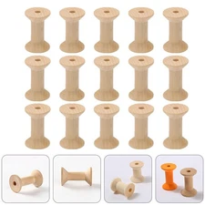 50pcs Empty Thread Spools Wooden Weaving Bobbins Unfinished Craft Bobbin