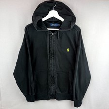 Polo Ralph Lauren Hoodie Mens 2XB Big Black Knit Cotton Drawstring Full Zip