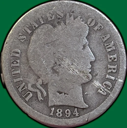 1894-O Barber Dime Good G Coin, Scrape #35710
