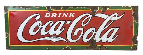 Vtg Drink 1923 Dated SSP Porcelain Coca Cola Advertising Soda Pop Coke Sign EX+