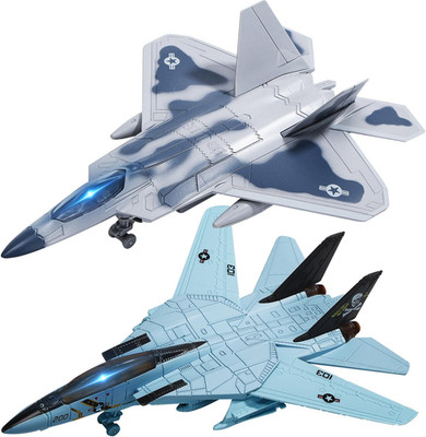 Double Fighter Jet Toy, F14 & F22 Diecast Planes with Lights & Sounds, Great Chr