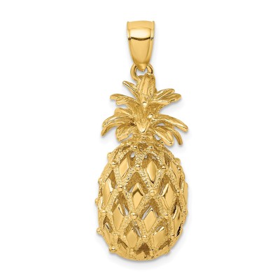 14k Gelbgold Ananas Anhänger Tropische Früchte Charm für Frauen Sommer Schmuck