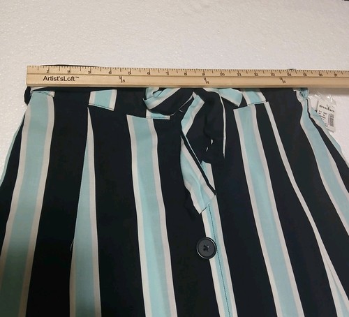 Westport Womens Blue Stripe Skirt With Buttons And Fabric Belt Size M - Picture 11 of 14