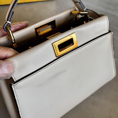 FENDI White Leather Peekaboo Mini Bag Strap Made in Italy w/ Box and Papers - Picture 10 of 15