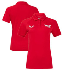 Scarlets Rugby Women's Polo Castore Red Presentatio Polo Shirt - New