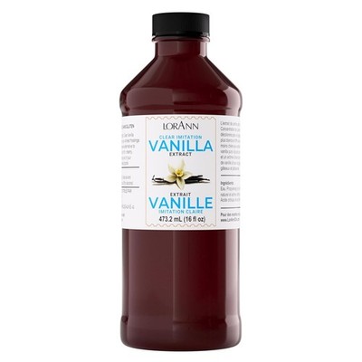 LorAnn Clear Imitation Vanilla Extract 16oz Kosher Vegan Sugar-Free Non-Discolor