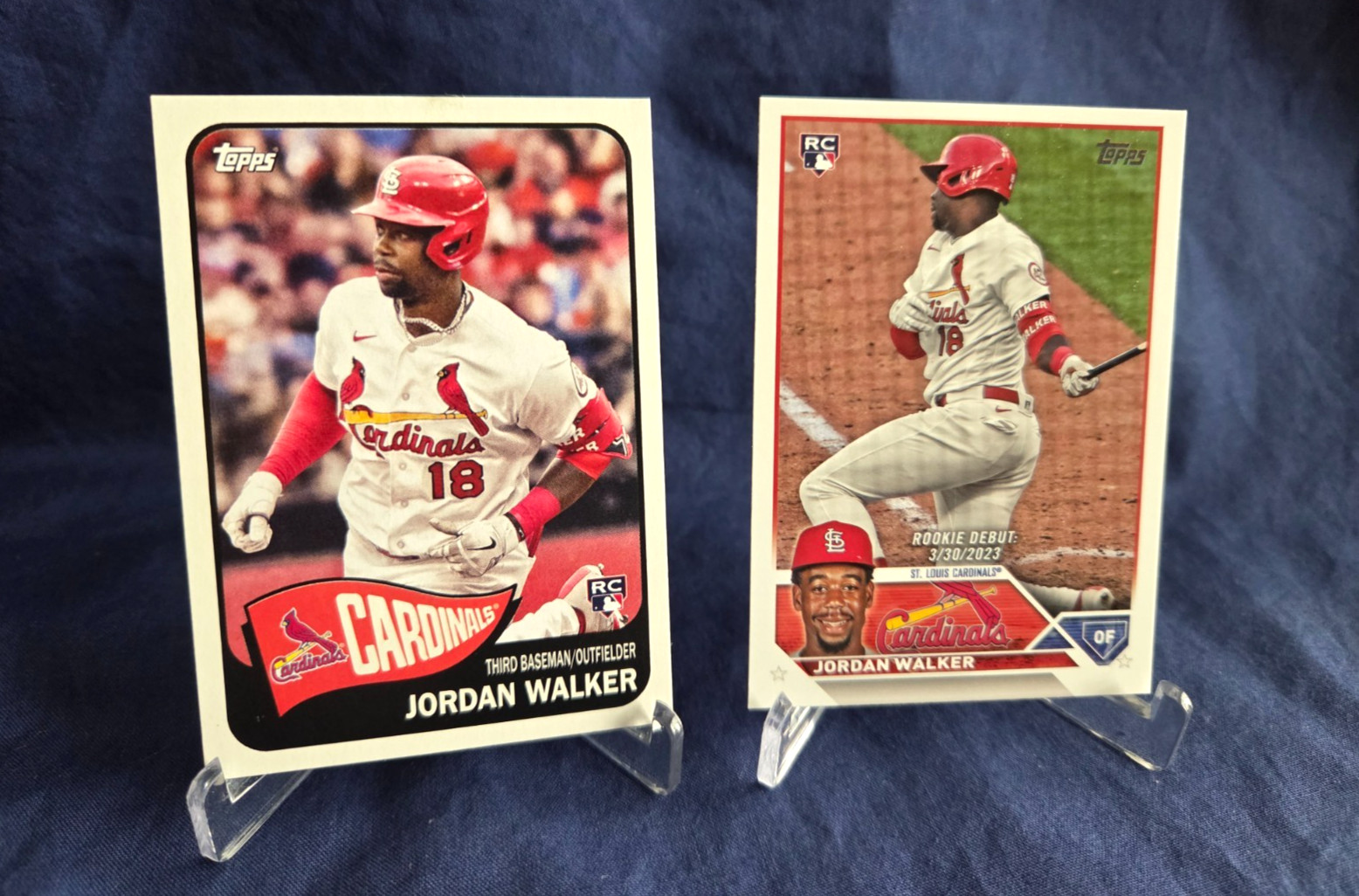 JORDAN WALKER, 2023 Topps #154 + US122, Lot of 2, RC, St Louis Cardinals, NM!!