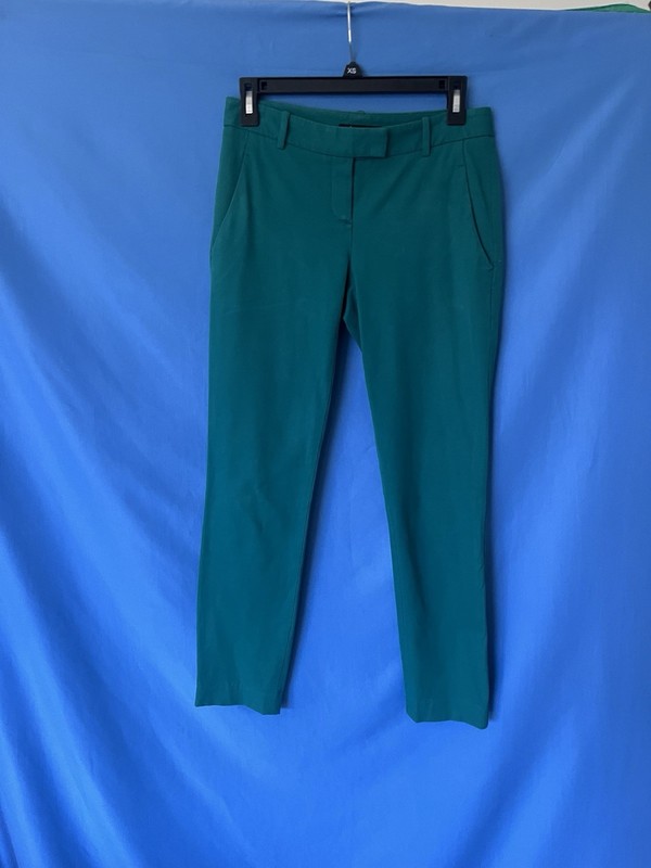 Theory Teal Green Cotton Twill Dress Pants Trousers-2