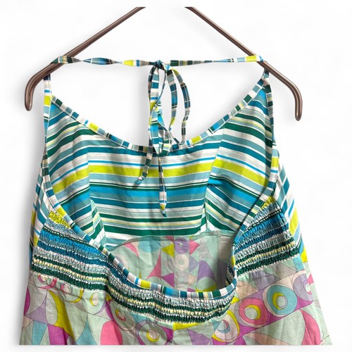 Emilio Pucci Geometric Print Sleeveless Halter Dress Blue Italy Size L F/S - Picture 6 of 15