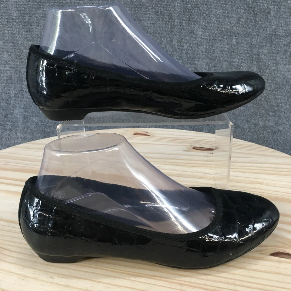 Sapato Lands End Feminino 7H Slip On Preto Couro Patente Casual Conforto Parte Superior Baixa - Imagem 2 de 4