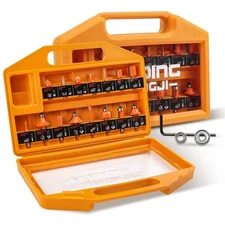 Router Bits Set of 15 Pieces 1/4 Inch Tungsten Carbide Router Bits Set 1/4 Sh...