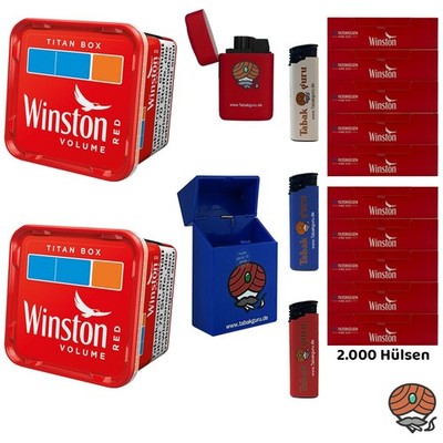 Winston Red/Rot Volumentabak Titan Box 2x 260g, Hülsen, Feuerzeuge, Box