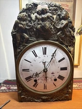 Antique Large French Morbier Chime Clock Rivière a Voussac w/ Weights, Pendulum