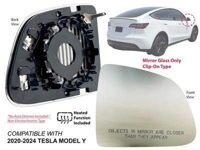 Mirror Glass Compatible with TESLA MODEL Y 2020-2024 Heated Passenger Right Side