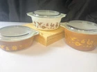 Vintage 10 pc PYREX Early American Casserole Dishes w/serving caddies