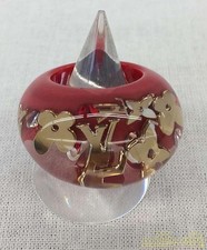 LOUIS VUITTON Inclusion Resin Ring Red Gold Monogram US5.5 JP9.5 w/Box Auth