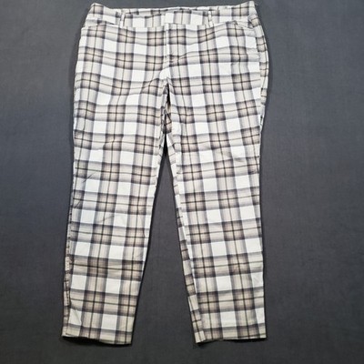 Old Navy Pixie Pants Womens 16 Regular Beige Plaid  Ankle Stretch Trousers
