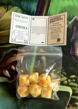 Chessex 38019 Hidden Wonders Vortex Daffodil / orange Polyhedral 7 Dice Set