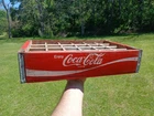 Vintage Coca-Cola Coke Red Soda Bottle Wooden Divided Wood Delivery Crate 1975
