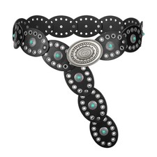 TRIWORKS Western Belts for Women Wide Cowgirl Fit Waist Size Below 46", Black
